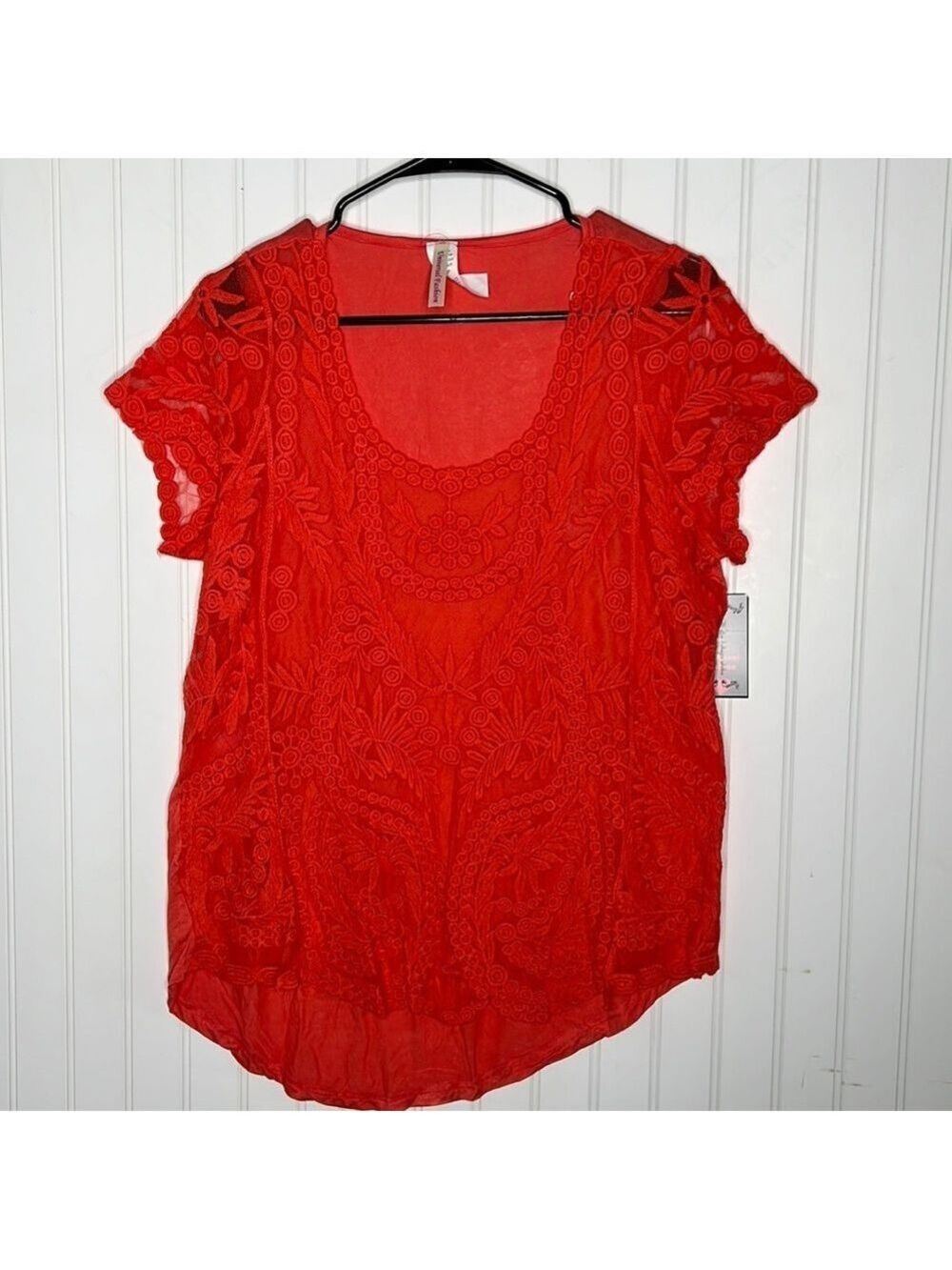 Orange Mesh Front Tunic Size Large